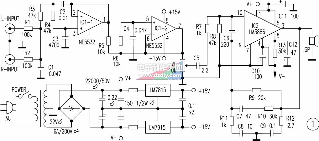 LM3886ص·ͼLM3886 Bass Circuit 