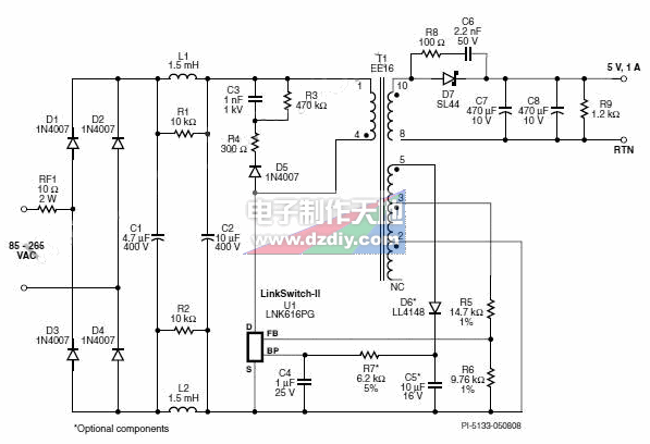 LNK616-5WͨԴ·ͼLNK616 POWER SUPPLY