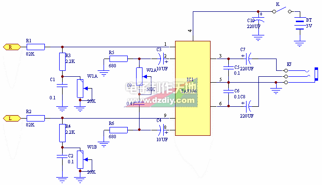 TA7376㳡ЧĶŴ·ͼTA7376 Headphone amplifier