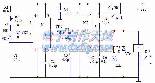 用两个ne555制作长时间定时电路